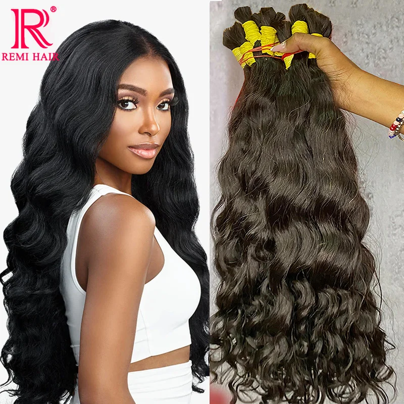 Top Trends: Body Wave Hair Bulk No Weft Remy Hair Extensions 100% Real Human Hair Natural Black Wavy Indian Hair Original Human Hair Shoppable Styles