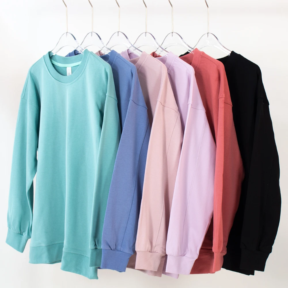 Top Trends: Oversized Sweatshirt Lulu Yoga Top Casual Loose Blouse Round Neck Long Sleeve Terry Fabric Hips Covered Casual Wear For Outdoor Shoppable Styles