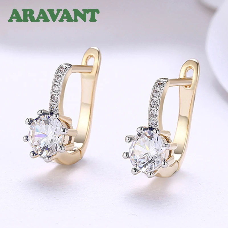 Top Trends: 925 Silver 18K Gold Zircon Hoop Earrings For Women Wedding Party Fashion Jewelry Shoppable Styles