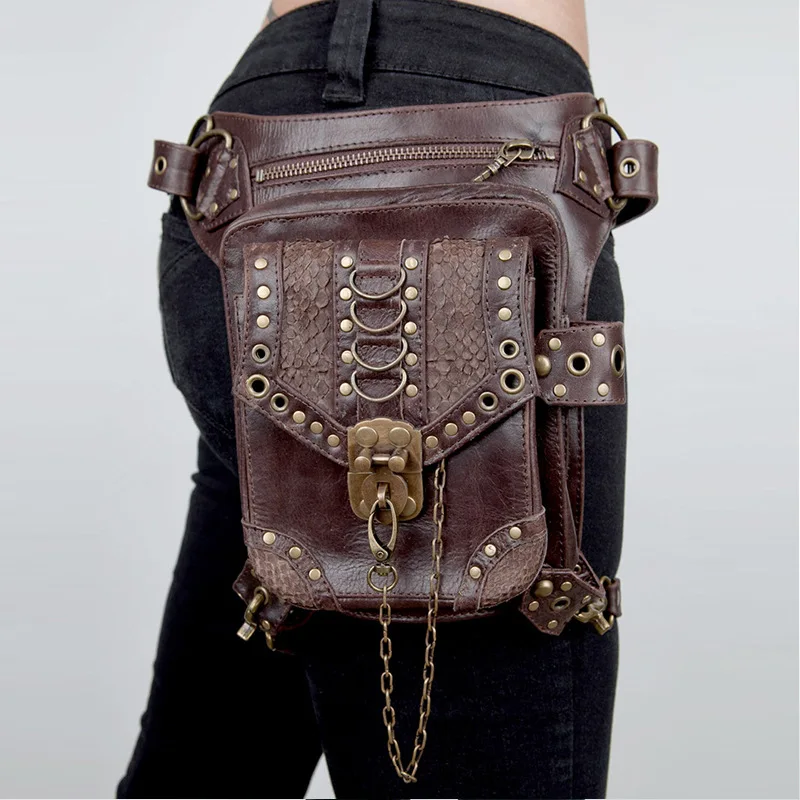 Top Trends: Men Women's Steampunk Waist Bag Fanny Pack Shoulder Crossbody Motorcycle Bag Leg Hip Holster Travel Pouch Hiking Sport Purse Shoppable Styles