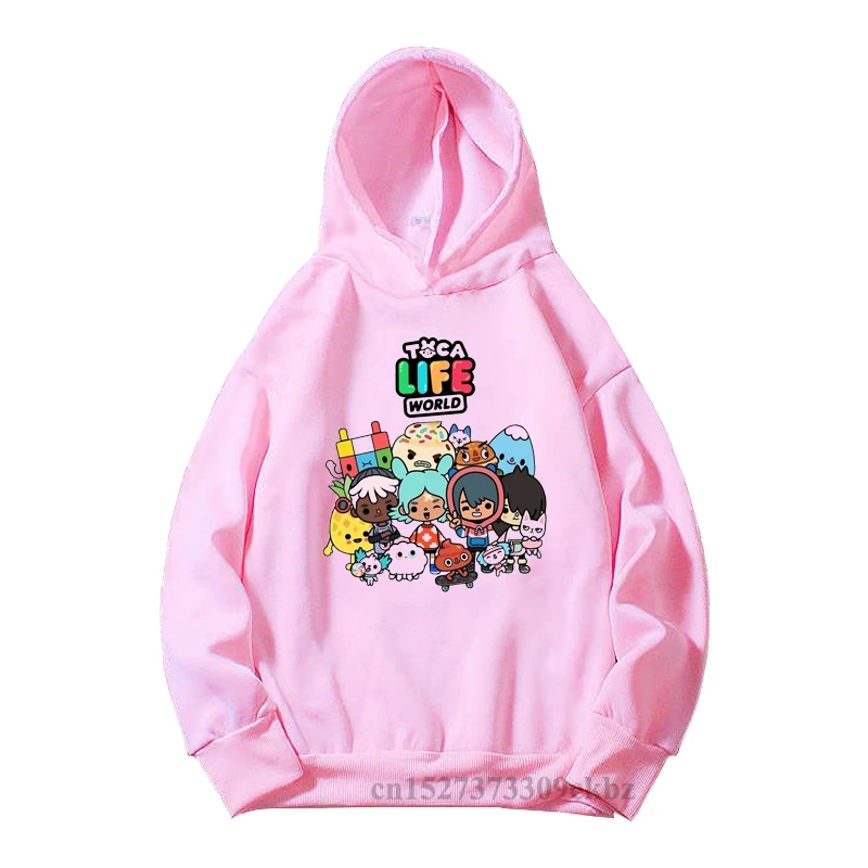 Top Trends: Toca Life World Print Kids Pink And White Hoodie Baby Girls Gift Children&#039;s Clothes Toca Boca Boys Cartoon Animation Game Top Shoppable Styles