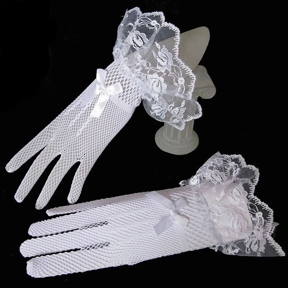 Top Trends: Black Lace Fishnet Wedding Bridal Gloves Lace Gloves Fingered Gloves For Party Wedding Dress Shoppable Styles