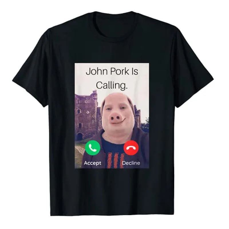 Top Trends: John Pork Is Calling Answer Call Phone T-Shirt Humor Funny Pig Lover Graphic Tee Top Streetwear Fashion Short Sleeve Outfit Gift Shoppable Styles