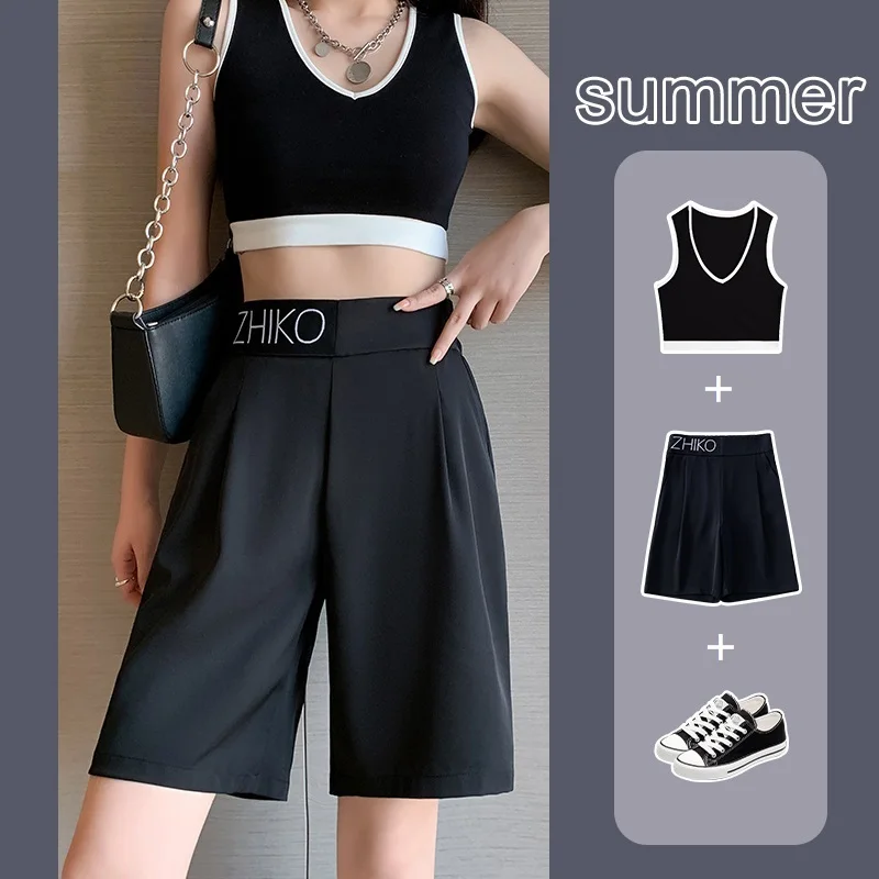 Top Trends: Shorts Women's Cycling Summer Shorts High Waist Black Suit Shorts Oversize Casual Basic Short Pants Korean Fashion CICHENG Shoppable Styles - Image 2