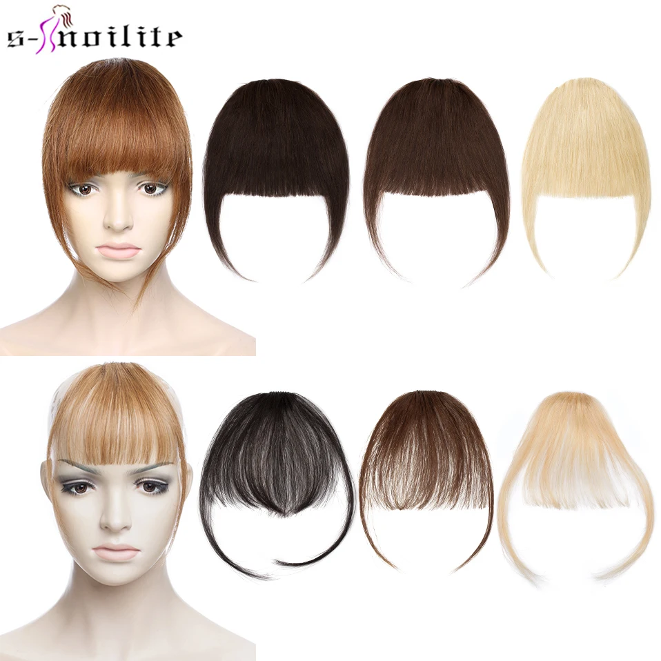 Top Trends: S-noilite Thick Bangs Air Bangs Straight Wig Natural Black Brown Blonde Invisible Fake Hair Piece Clip In Fringe Hair Extensions Shoppable Styles