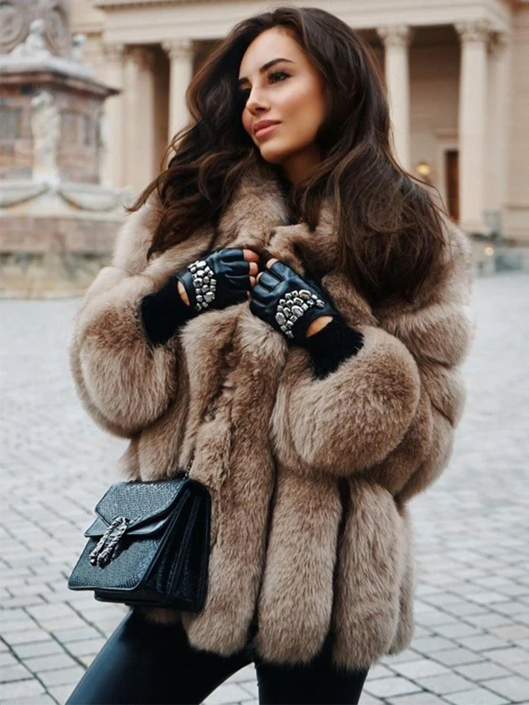 Top Trends: Fake Fox Fur Coat Silver Fox Fur Coat Women Winter White Long Sleeve Fluffy Jacket Outerwears Lady Fashion Jaqueta Feminina 2023 Shoppable Styles