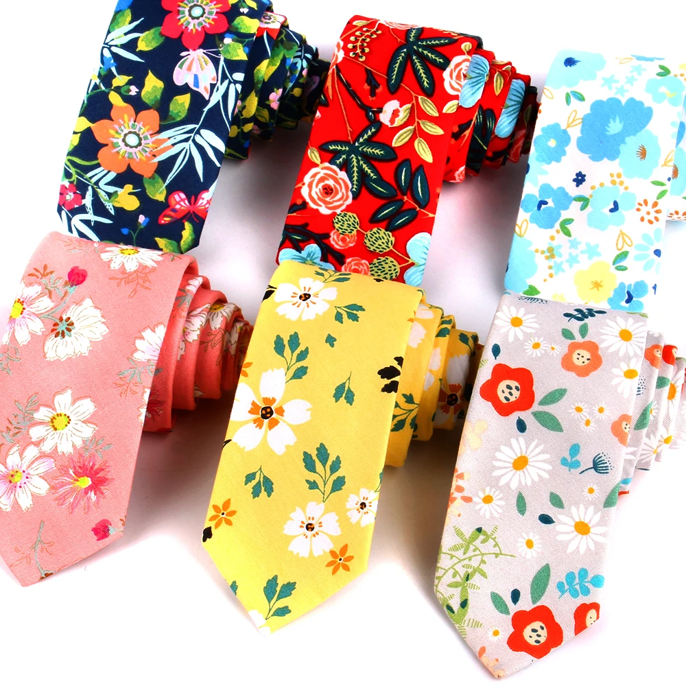 Top Trends: New Floral Tie For Men Women Skinny Cotton Neck Tie For Wedding Casual Mens Neckties Classic Suits Flower Print Neck Ties Cravat Shoppable Styles