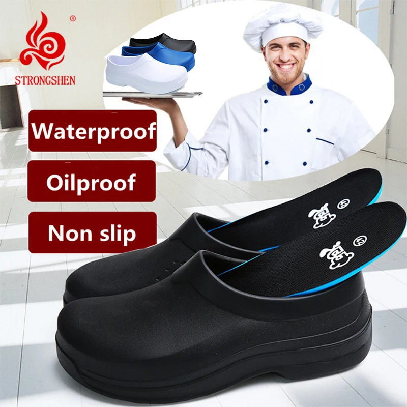 Top Trends: STRONGSHEN Men Chef Shoes Oil Proof Waterproof Kitchen Cook Shoes Clogs Working Shoes Hospital Shoes Anti Slip Sandals Unisex Shoppable Styles