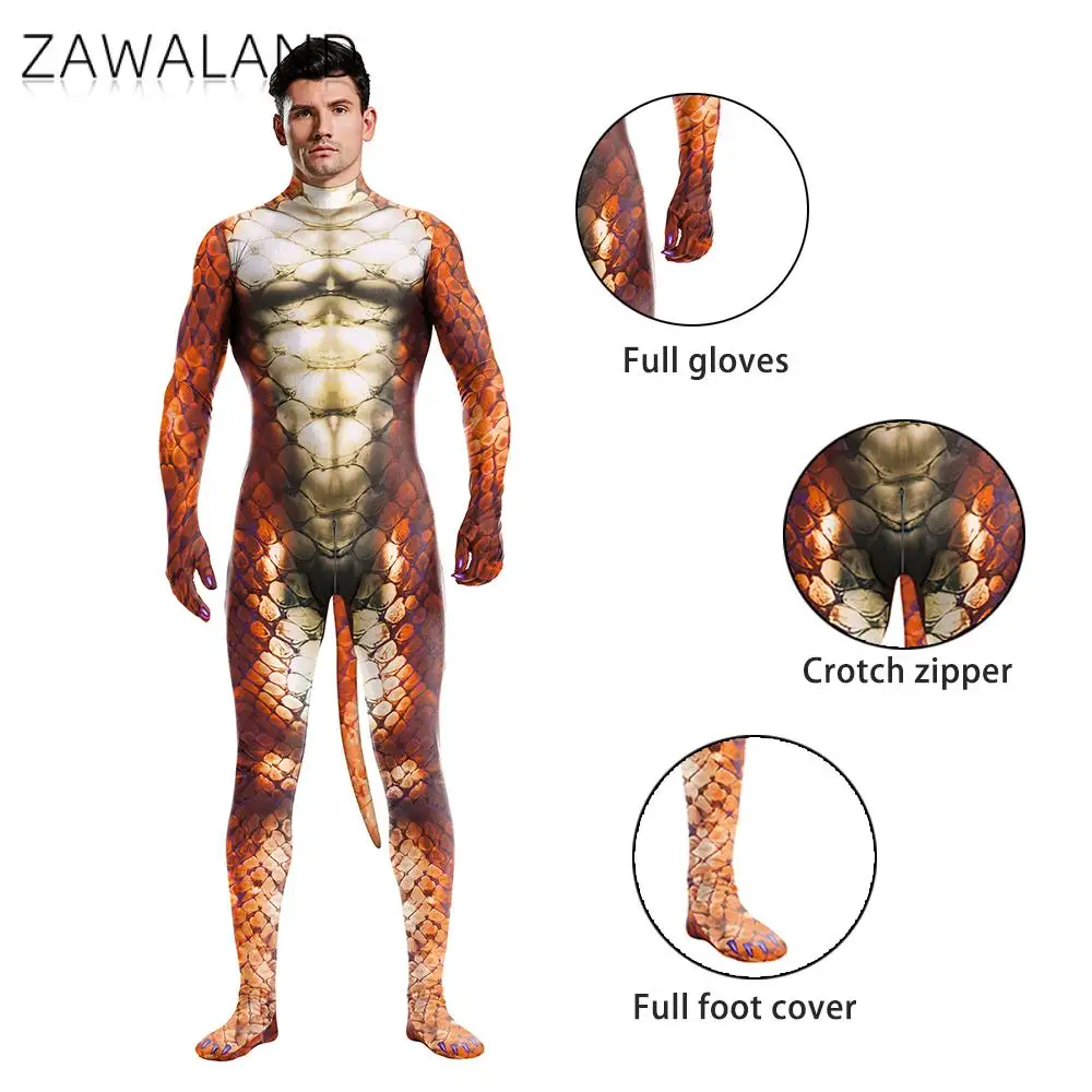 Top Trends: Zawaland Animal Costume With Tail Halloween Cosplay Petsuit For Man Crotch Carnival Catsuit Holiday Zentai Bodysuit Outfit Shoppable Styles