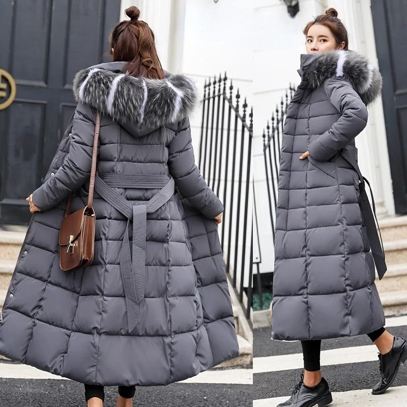 Top Trends: 2023 New Winter Jacket Women's Warm Fashion Bow Belt Fox Fur Collar Coat Long Dress Women's Thick Coat Shoppable Styles