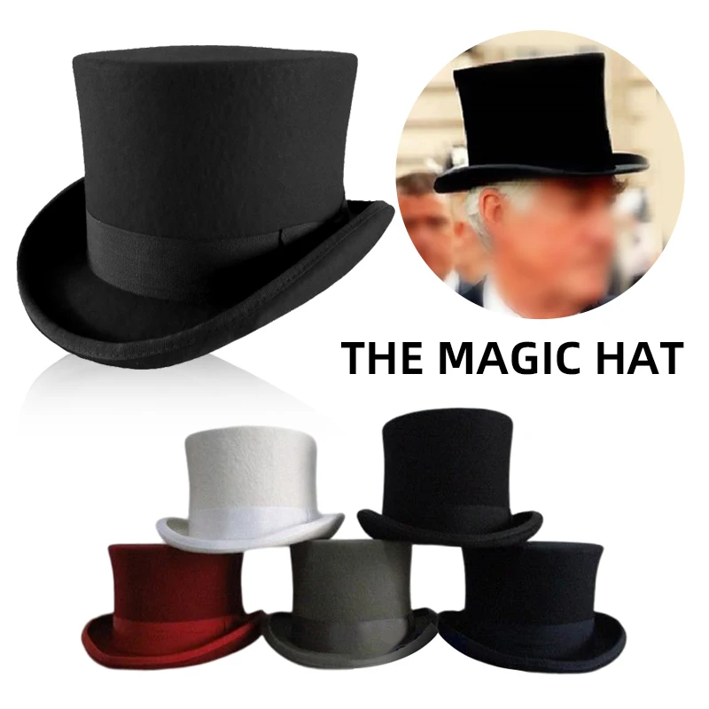 Top Trends: Men's Wool Felt Stage Magic Adults Costume Tall Top Hat Wool Mad Hatter Satin Lined Black Top Hats Shoppable Styles