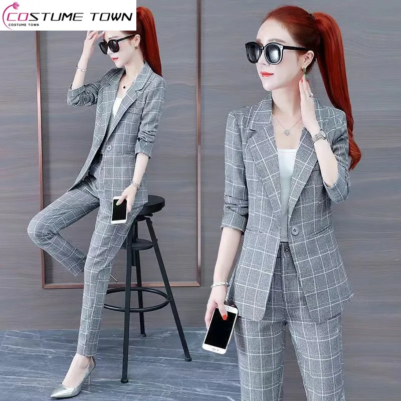 Top Trends: 2023 Summer New Plaid Patchwork Jacket Blazer Suspender Vest Pencil Pants Three-piece Elegant Women Pants Suit Office Outfits Shoppable Styles