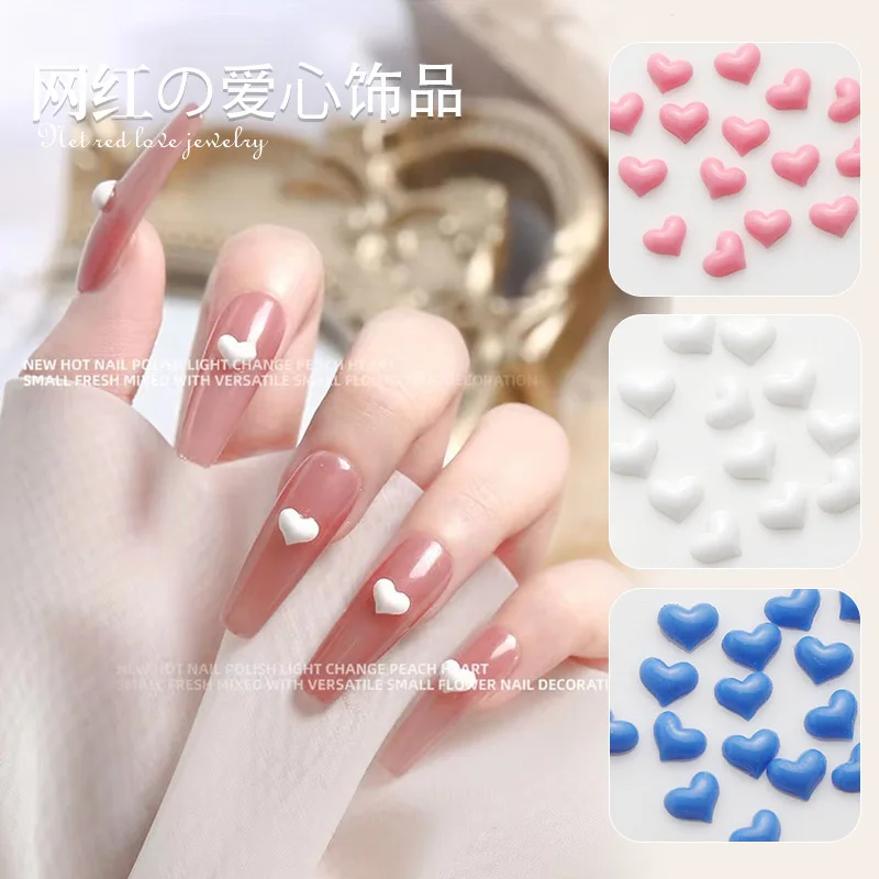 Top Trends: 100Pcs / Bag Love Heart Nail Art Decorations White Pink 3D Nail Charms Resin Flatback Rhinestone Gems For DIY Manicure Accessories Shoppable Styles