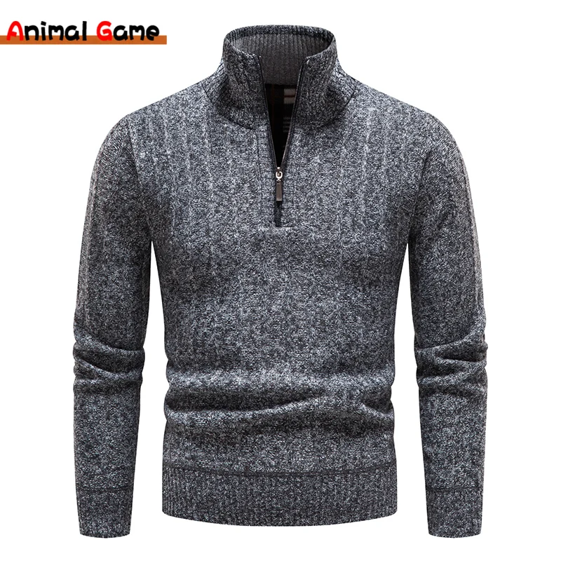 Top Trends: New Autumn Men&#039;s Fleece Thicker Sweater Zipper Turtleneck Warm Pullover Quality Male Slim Knitted Wool Sweaters For Winter S-XXL Shoppable Styles