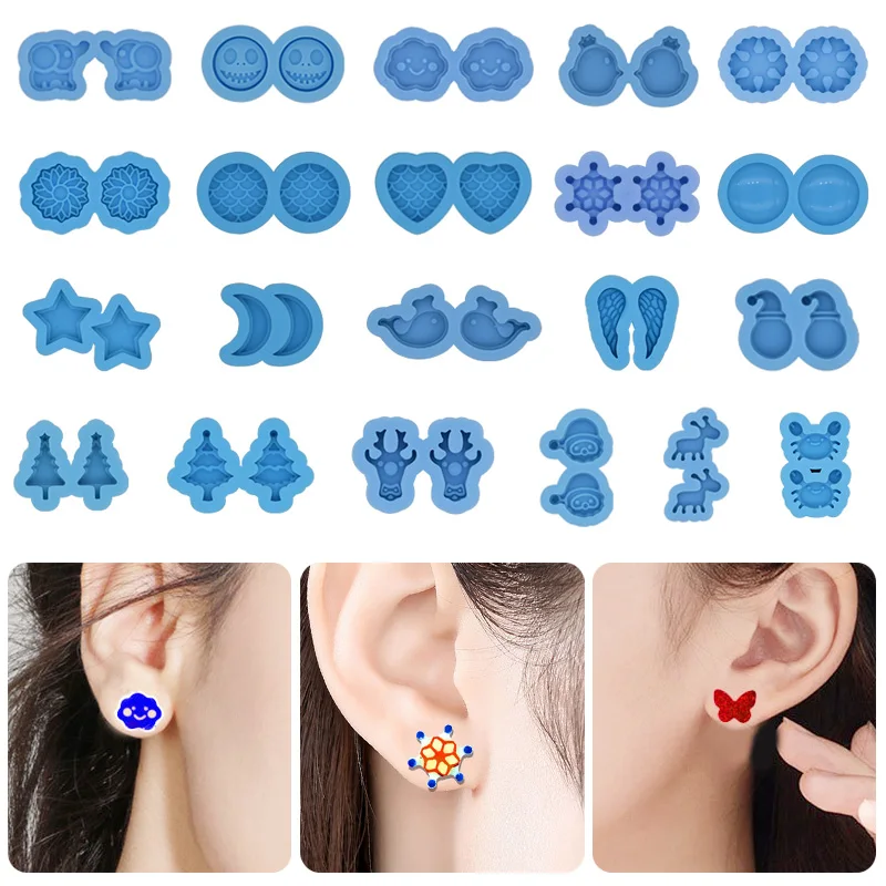 Top Trends: Cute Animal Shaped Ear Studs UV Resin Mold Christmas Elk Jewelry Earring Decoration Silicone Molds For Resin Making Jewelry Tool Shoppable Styles