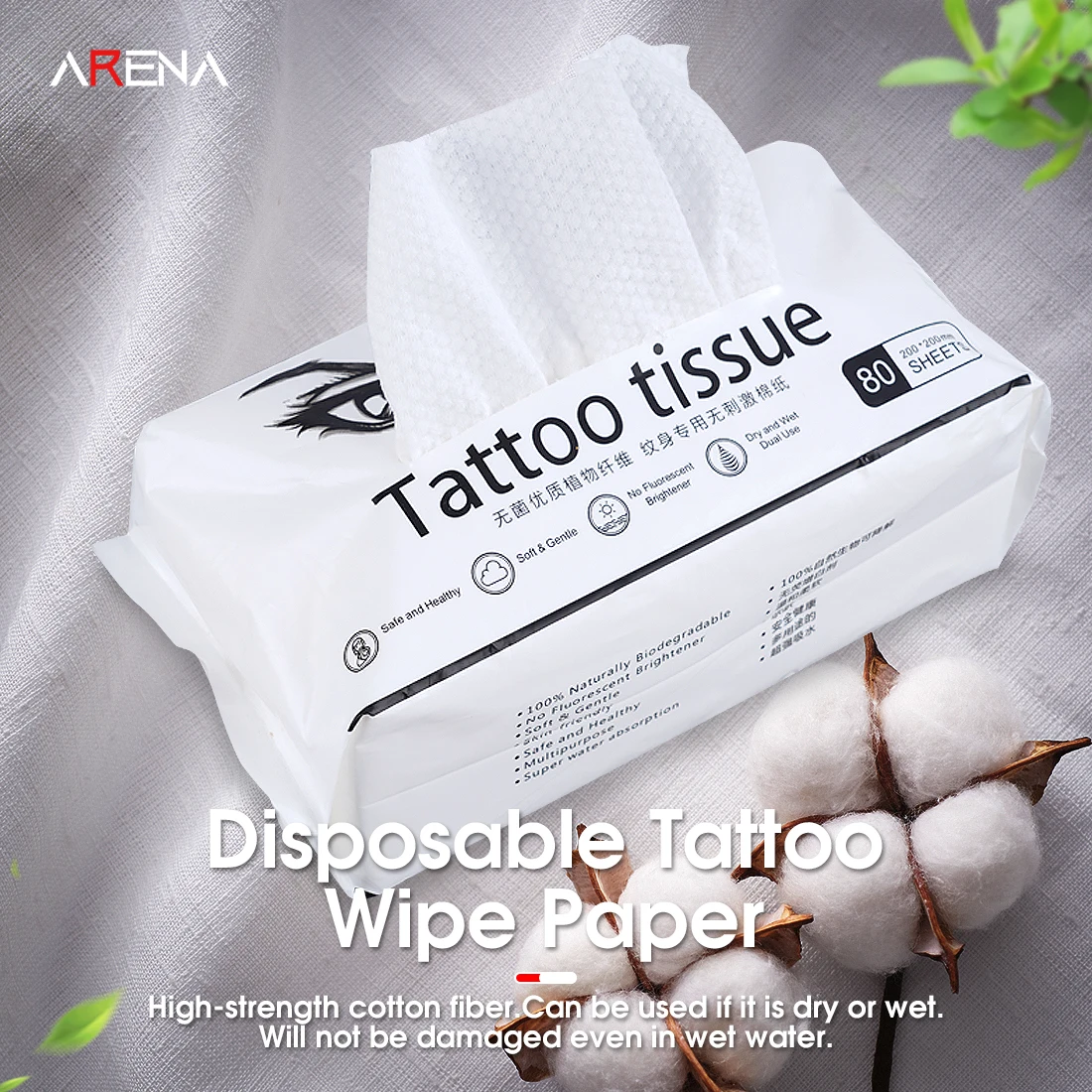 Top Trends: 80pcs Arenahawk White Disposable Tattoo Wipe Paper Soft Tissue Skin Cloth Towel Body Art Cleaning Makeup Tattoo Supplies Shoppable Styles