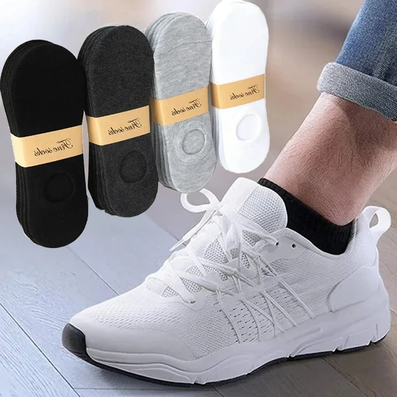 Top Trends: 3 Pairs=6pcs Low Cut Mens Boat Sock Solid Color Black White Grey Breathable Sports Cotton Socks Male Short Ankle Socks Women Men Shoppable Styles