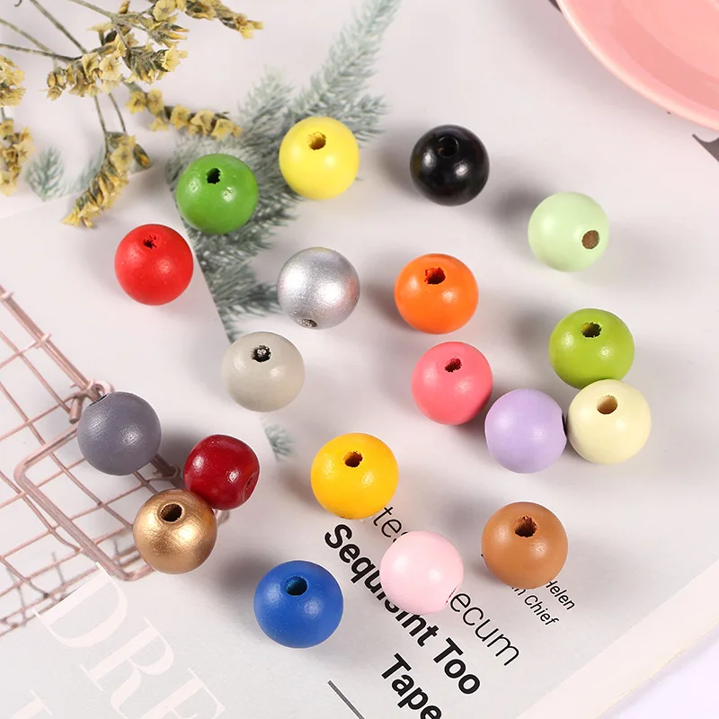 Top Trends: DIY 30Pcs Candy Color Wooden Round Beads Handmade Custom Decorations Fashion Crafts Children's Jewelry Baby Toys Accessories Shoppable Styles