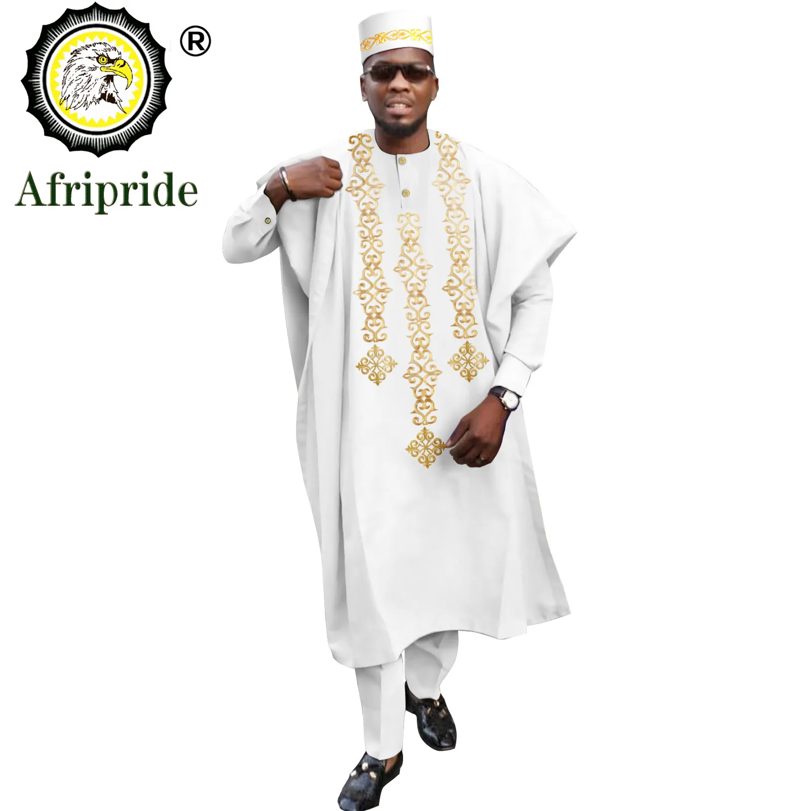 Top Trends: Traditional African Clothes For Men Embroidery Agbada Robe Shirts Pants And Hat 4 Piece Set Dashiki For Wedding Evening A2216118 Shoppable Styles