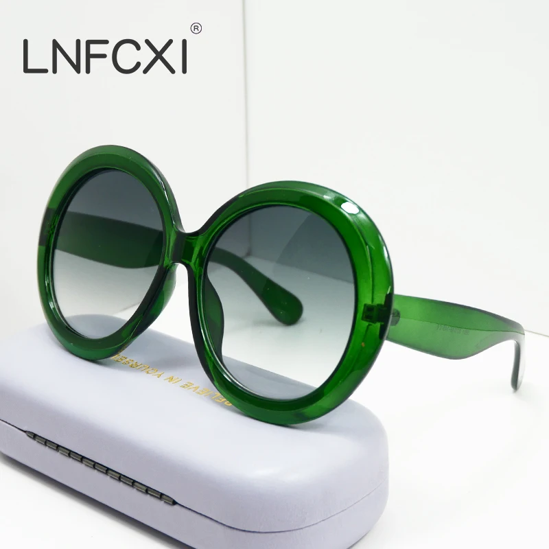 Top Trends: LNFCXI Fashion Round Oversized Oval Sunglasses Women / Men Vintage Glasses For Women Luxury Black Green Oculos De Sol Gafas Shoppable Styles - Image 3