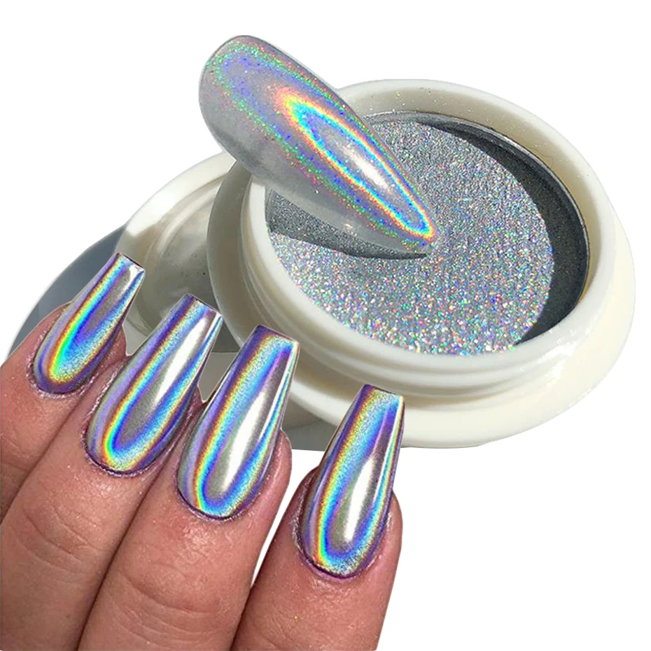 Top Trends: Holographic Nail Powder Chrome Laser Magic Mirror Glitter Rub Dust Flakes High Quality Shinning Manicure Decoration Pigment FT2 Shoppable Styles