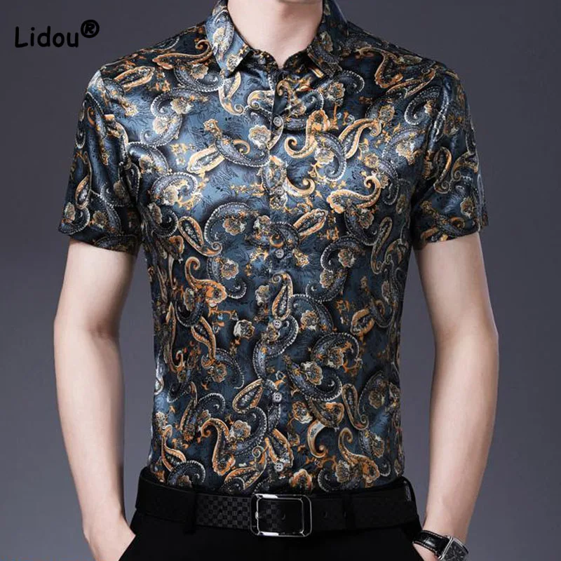 Top Trends: Vintage Casual Printed Polo Shirt Summer Male Clothes Trend Business Office Casual All-match Single-breasted Short Sleeve Shirt Shoppable Styles