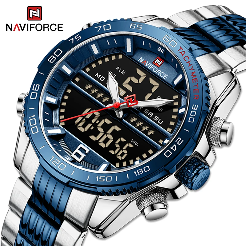 Top Trends: Luxury Brand NAVIFORCE Digital Sport Watch For Men Steel Waterproof Chronograph Clock Fashion Luminous Quartz Wrist Watches Man Shoppable Styles