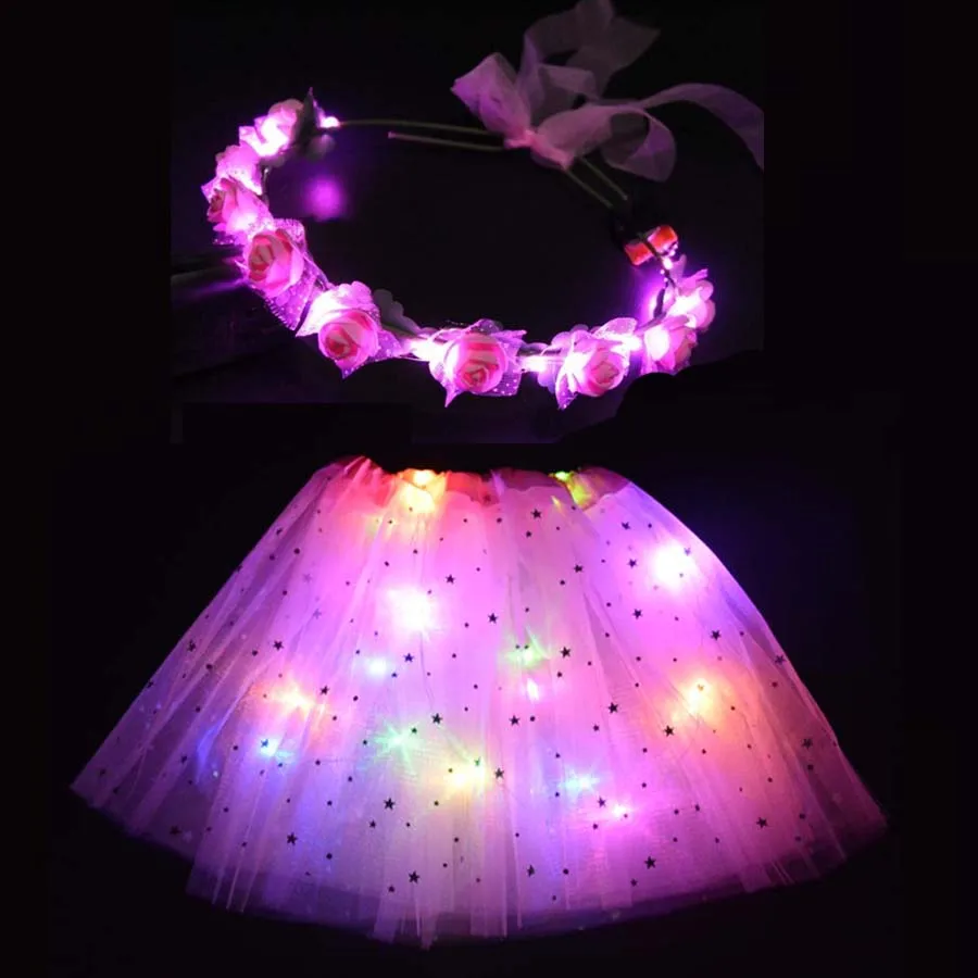 Top Trends: Women LED Glow Ballet Light Tutu Skirt Dance Party Headband Flower Girl Crown Birthday Gift Wedding Festival Christmas Shoppable Styles