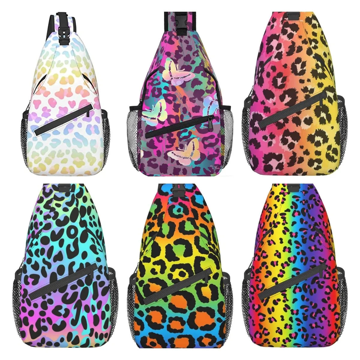 Top Trends: Sling Bag Rainbow Leopard Print Cheetah Dots Hiking Daypack Crossbody Shoulder Backpack Travel Chest Pack For Men Women Shoppable Styles