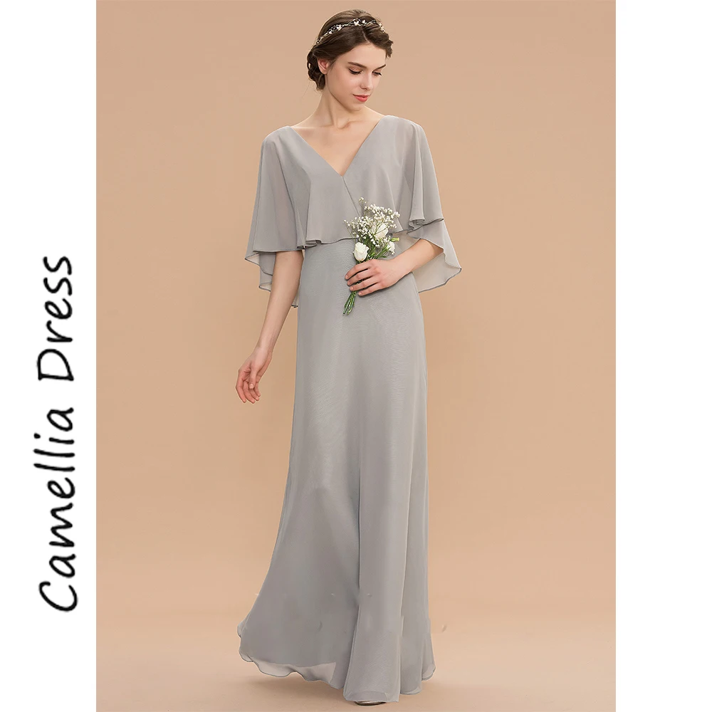 Top Trends: New A-Line Evening Dresses V-Neck V Back Elegant And Pretty Women's Dresses Chiffon Pleated Mother Of The Bride Dresses Vestido Shoppable Styles