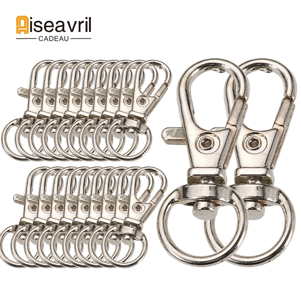 Top Trends: 1 / 5 / 10 / 20pcs Gold Silver Plated Lobster Clasp Hooks Split Key Ring Swivel Connector Carabiner For Jewelry Findings Making DIY Shoppable Styles