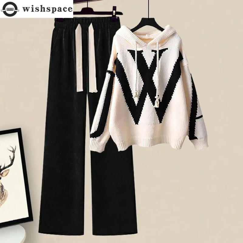 Top Trends: Autumn And Winter Set Women&#039;s 2023 New Korean Edition Small Fragrance Sweater Casual Wide Leg Pants Two Piece Set Shoppable Styles