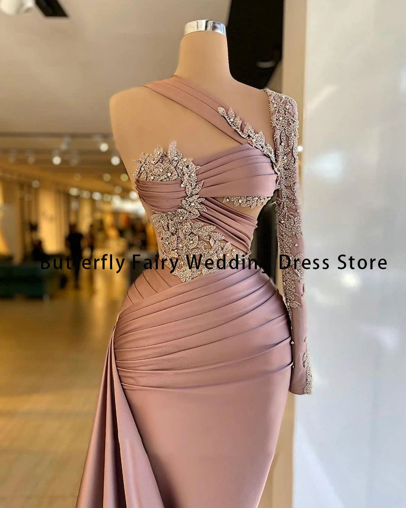 Top Trends: Luxury Women's Evening Dresses One Shoulder Beaded 3D Lace Prom Gowns Fashion New Celebrity Formal Beach Party Vestidos De Noche Shoppable Styles - Image 3