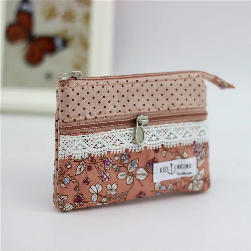 Top Trends: Fashion Flower Multi-layer Cotton Fabric Coin Purse Women Card Wallet Small Change Bag Retro Canvas Female Hand Purses Pouch New Shoppable Styles - Image 3