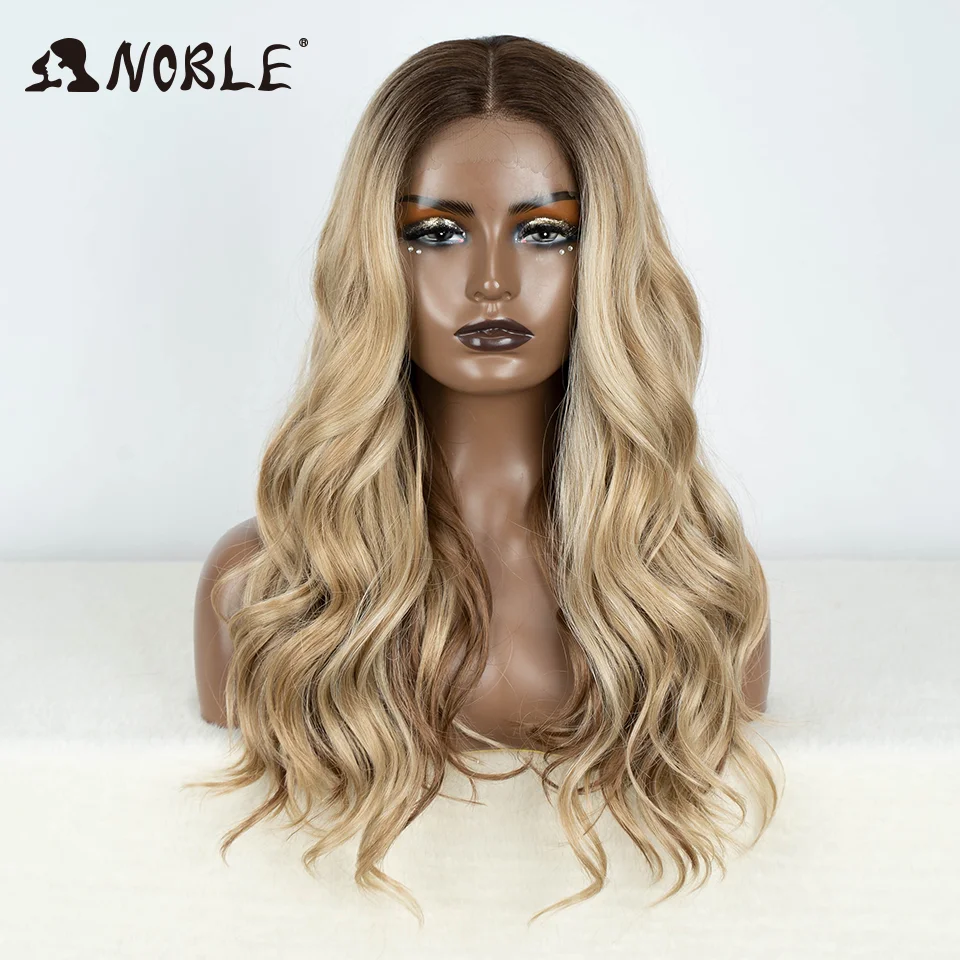 Top Trends: Noble Synthetic Lace Front Wig Baby Hair Wig Long Wavy 24 " Hair Lace Wig For Women Lace Front Wig Ombre Blonde Wig Cosplay Wig Shoppable Styles