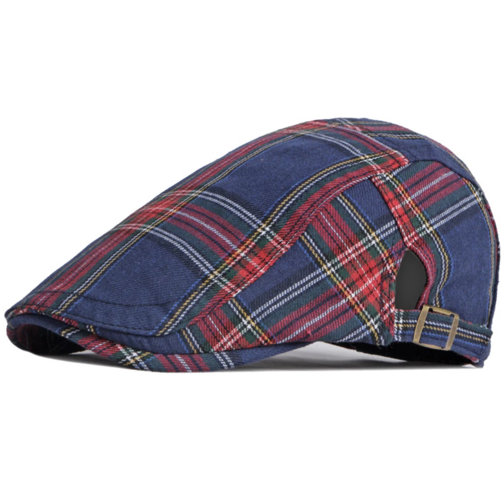 Top Trends: HT4159 Beret Cap Men Women Plaid Artist Painter Beret Hat Male Female Retro Ivy Newsboy Flat Cap Unisex Adjustable Beret For Men Shoppable Styles