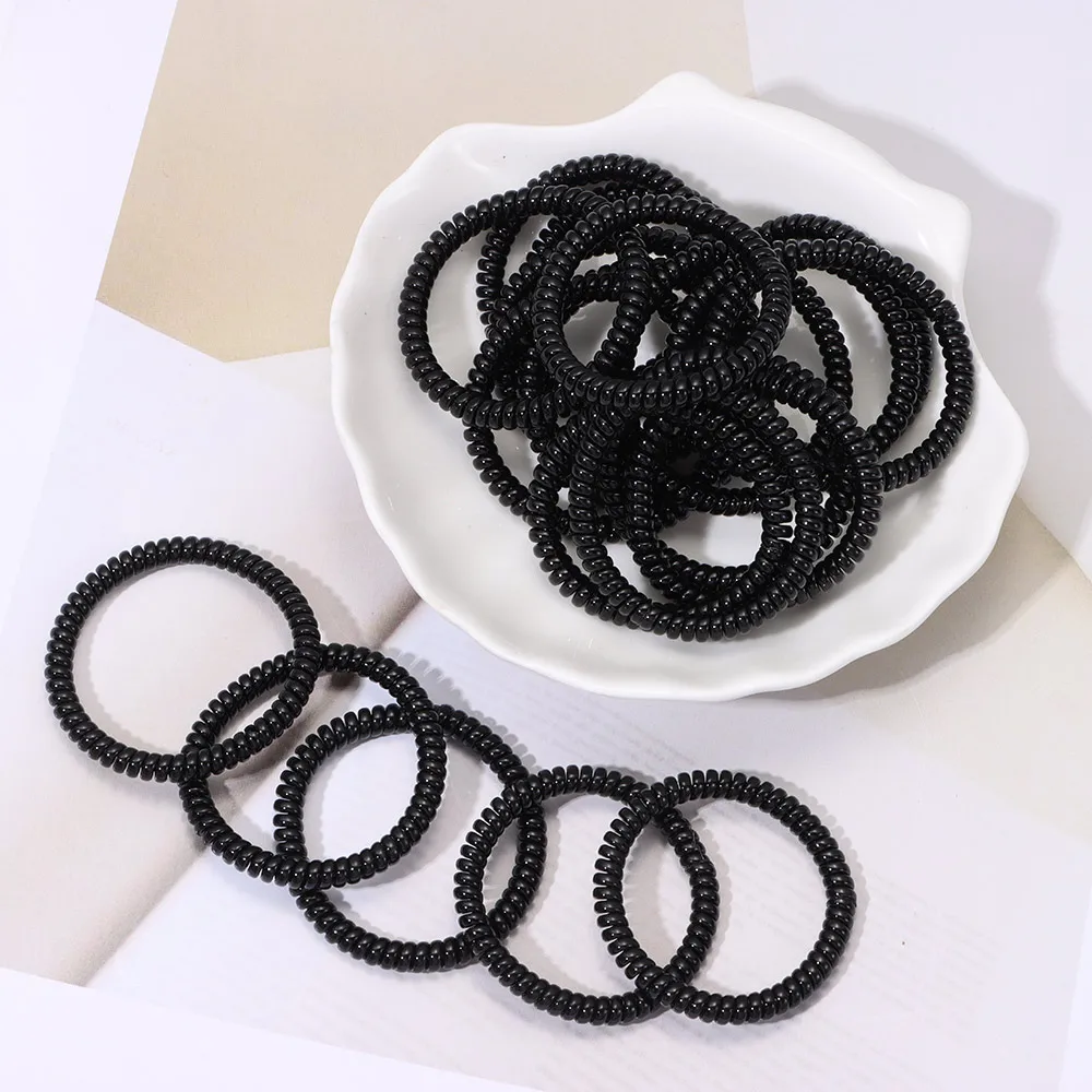 Top Trends: 20pcs Super Thin Elastic Hair Ropes Girl Rubber Telephone Wire Style Hair Ties Plastic Ropes Ponytail Holder Hair Accessories Shoppable Styles