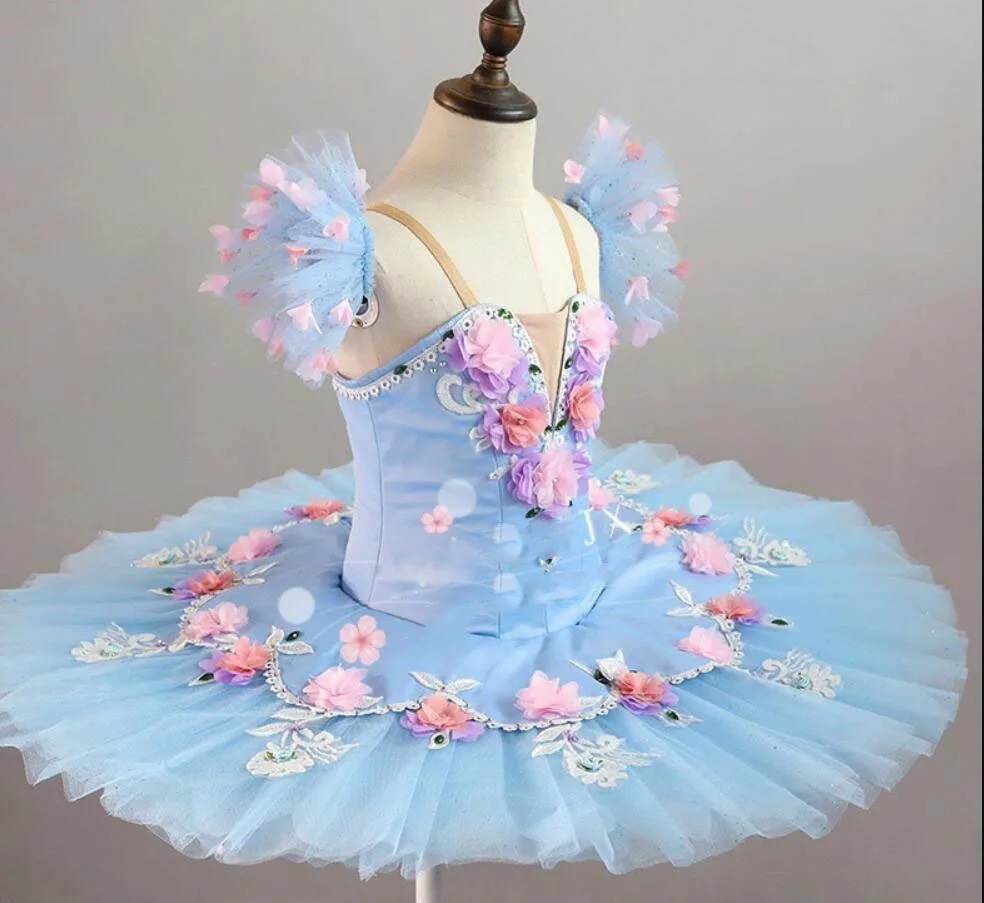 Top Trends: Blue Flowers Ballet Tutus For Adults Kid Girls Ballet Tutu Ballerina Dress Classical Pancake Tutu Dancing Costume Dress Shoppable Styles