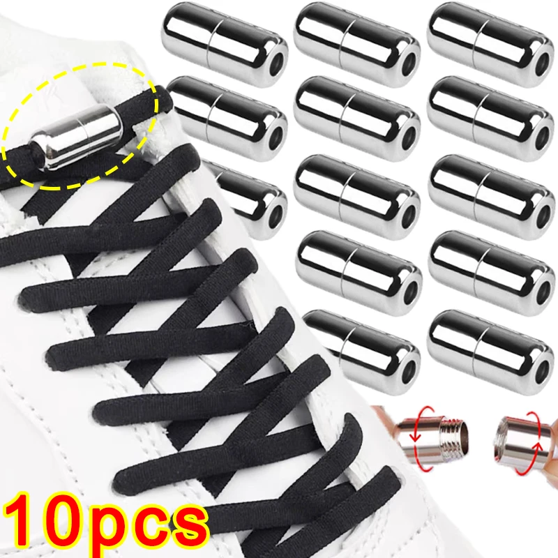 Top Trends: 2-10pcs Semicircle No Tie Shoelaces Buckles Metal Capsule Shoe Connector Sports Sneakers Rotating Lock Lazy Shoes Lace DIY Kits Shoppable Styles