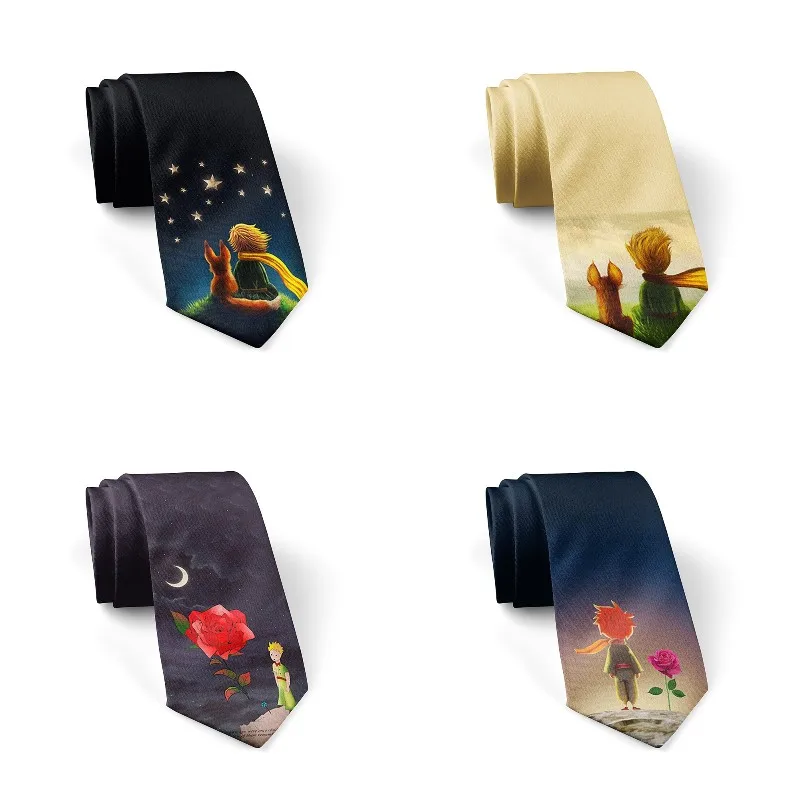 Top Trends: New Cartoon Little Prince Printed Necktie Leisure Triangle Striped Tie Normal Sharp Corner Neck Ties Men Classic Woven Designer Shoppable Styles