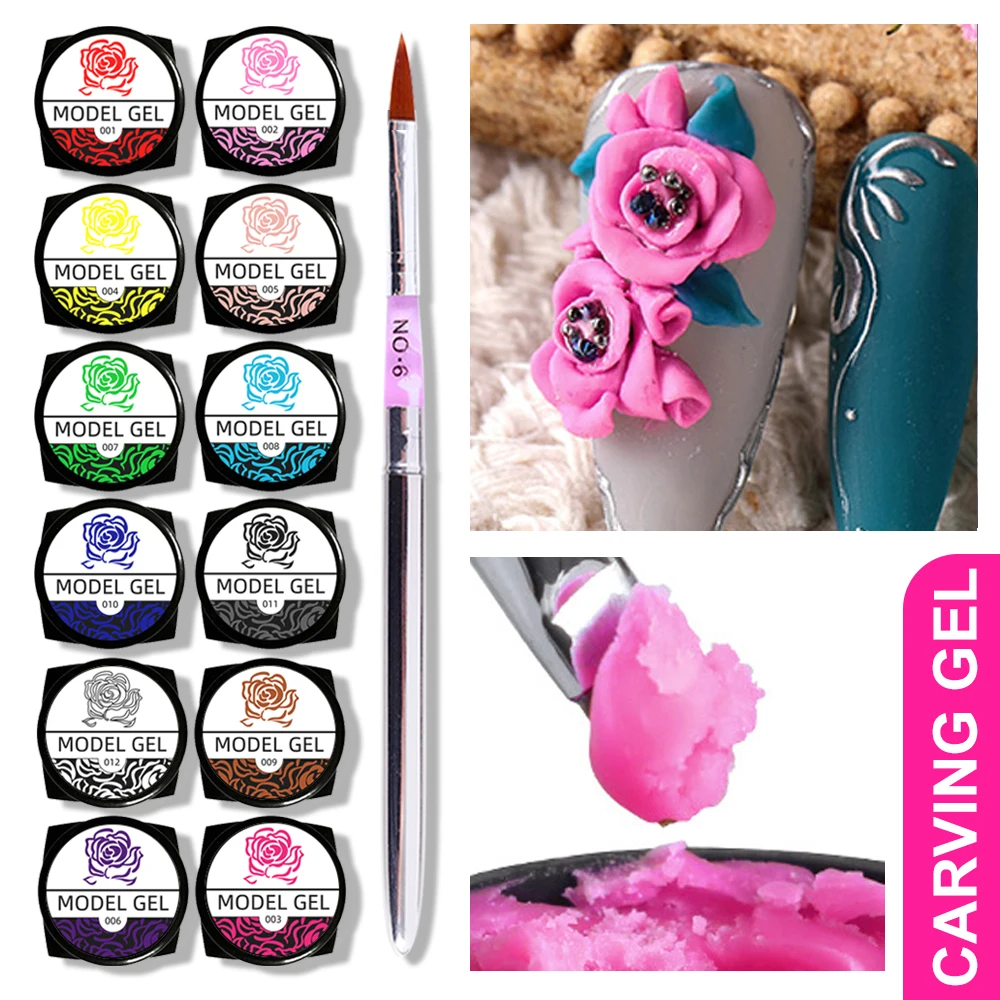 Top Trends: 12 Colors Sculpture Gel Set 4D Carving Gel Nail Polish Drawing Patterns DIY Flowers Design Decoration Nail Art Carved Pen Tool Shoppable Styles