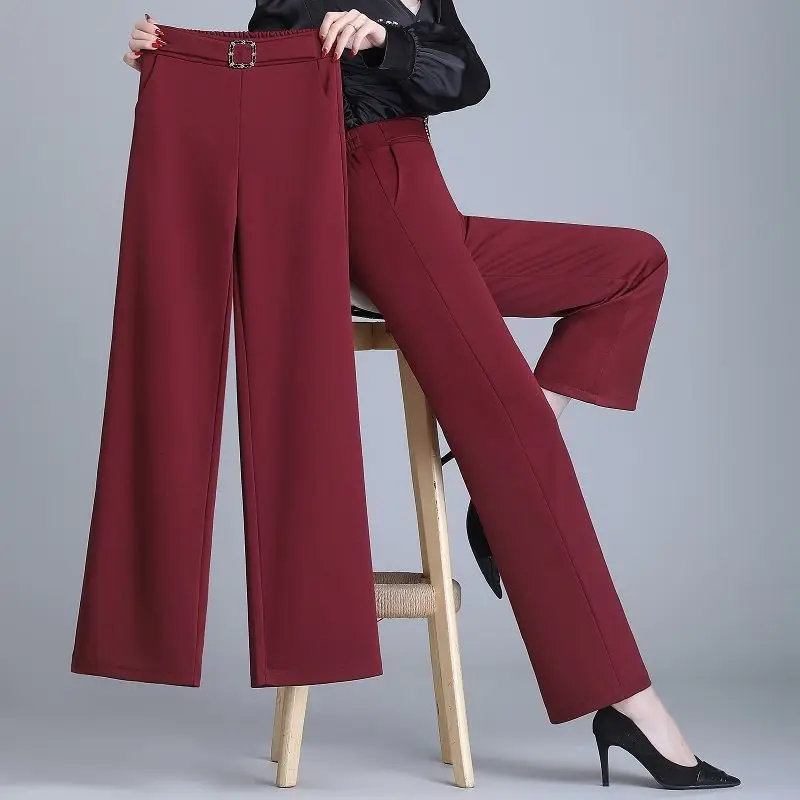 Top Trends: Office Lady Solid Suits Pants Korean Streetwear Fashion Women Spring Autumn All-match Loose Casual Wide Leg Straight Trousers Shoppable Styles