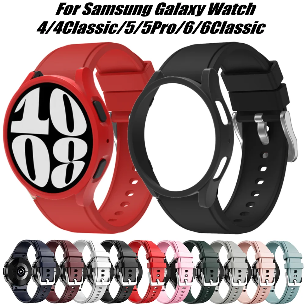 Top Trends: Original Silicone Band+ Case For Samsung Galaxy Watch6 / 5 / 4 40mm 45mm 44mm Strap For Galaxy 4 / 6 Classic 43mm 47mm Protective Cover Shoppable Styles