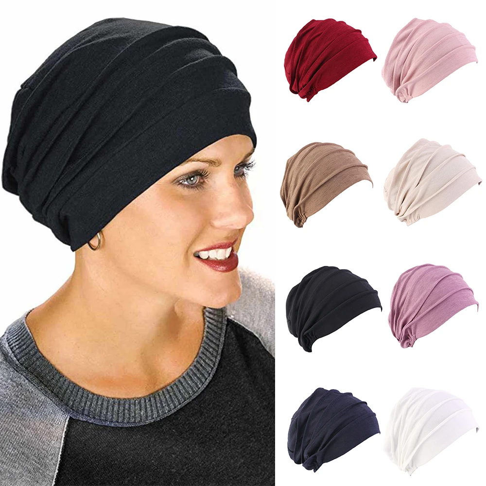 Top Trends: Women Cotton Slouch Beanie Chemo Cap Solid Color Bonnet Inner Hijabs Cap Muslim Head Wraps Femme Wrap Head Elastic Turban Hat Shoppable Styles