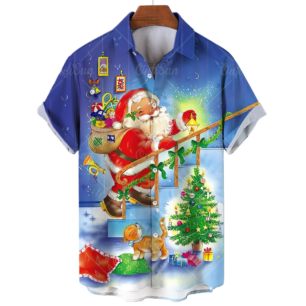 Top Trends: 2024 Christmas Santa Claus Casual Shirt For Men Short Sleeved Fashion Hawaiian Party Summer Street Style Beachwear Tops Clothing Shoppable Styles