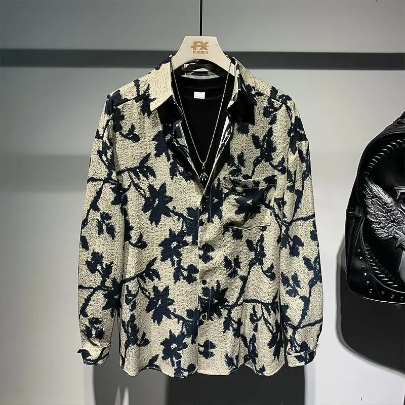 Top Trends: 2023 New Spring And Summer Fashion Fried Street Rascal Handsome Loose Relaxed Port Fashion Brand Men's Long Sleeve Flower Shirt Shoppable Styles