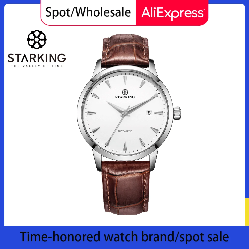 Top Trends: STARKING Man Wrist Watch High Beats Mechanical Movement Automatic Watches AM0184 Black Leater Band Set Sapphire Crystal Clock Shoppable Styles