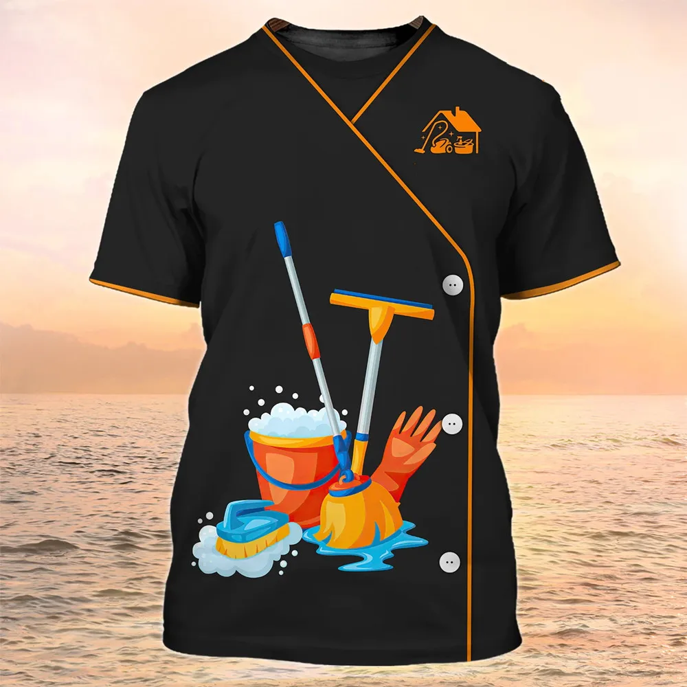 Top Trends: New Summer Tide Fashion Cleaning Supplies Picture Men T-Shirts Casual 3D Print Tees Hip Hop Personality Round Neck Short Sleeve Shoppable Styles