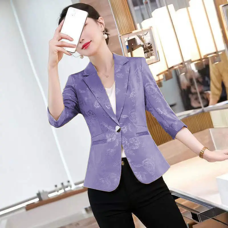 Top Trends: Solid Color Notched Slim New Fashion Long Sleeved Blazer Top Spring Summer Pockets Office Lady Business Women's Clothing 2023 Shoppable Styles - Image 5