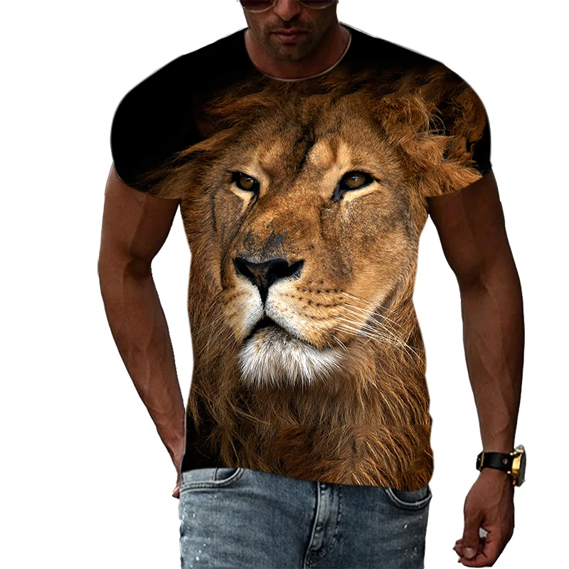 Top Trends: Summer Fashion The New Animal Lion Graphic Men T-shirts Casual 3D Print Hip Hop Harajuku Personality Round Neck Short Sleeve Top Shoppable Styles